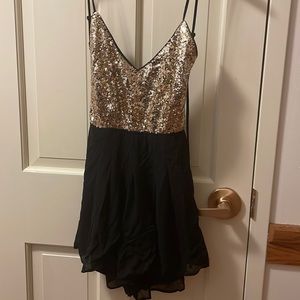 Backless Gold and Black Romper. NYE Dress!!!